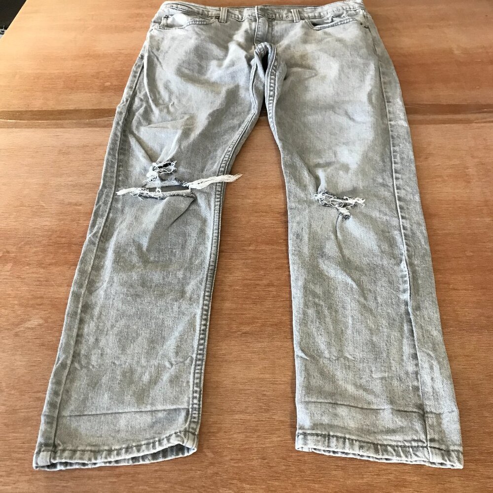 Levi's 512 Slim Jeans Men 33x26 Gray Tapered Distressed Mid Rise Stretch 17964